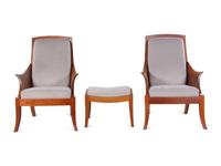 A Pair of 'Wing' Chairs and Ottoman Auburn, Maine, 2004