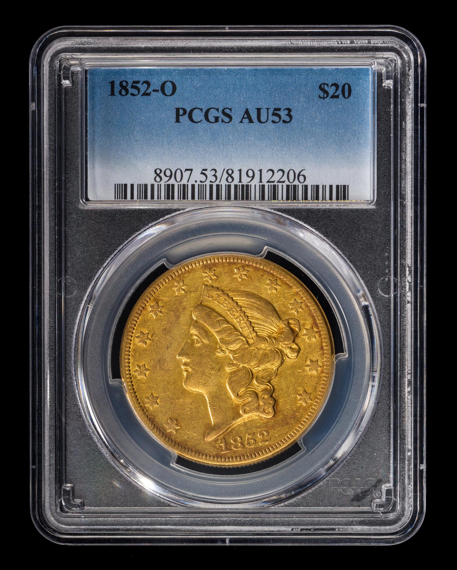 A United States 1852-O Liberty Head $20 Gold Coin