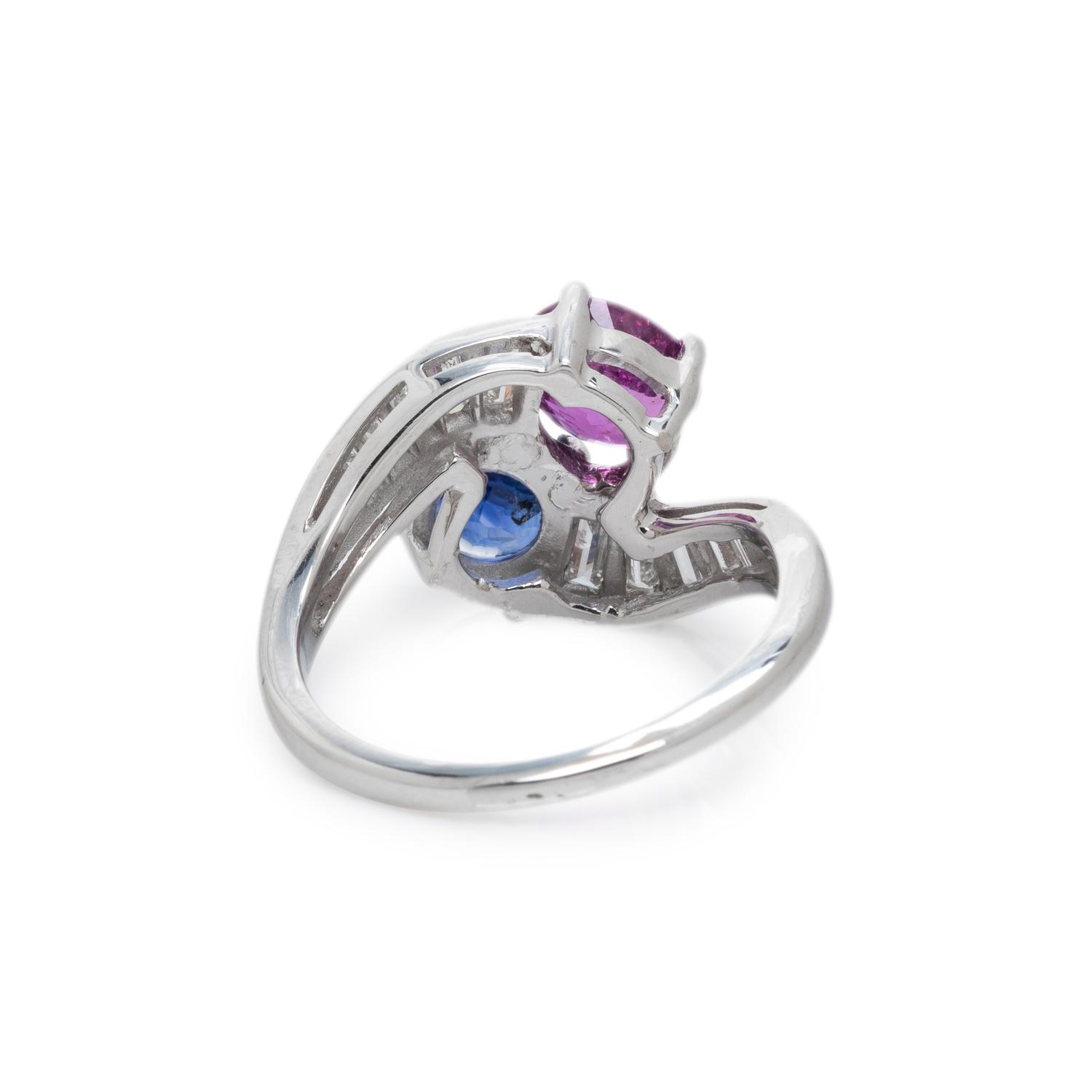 SAPPHIRE, PINK SAPPHIRE AND DIAMOND 'TOI ET MOI' RING