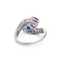 SAPPHIRE, PINK SAPPHIRE AND DIAMOND 'TOI ET MOI' RING