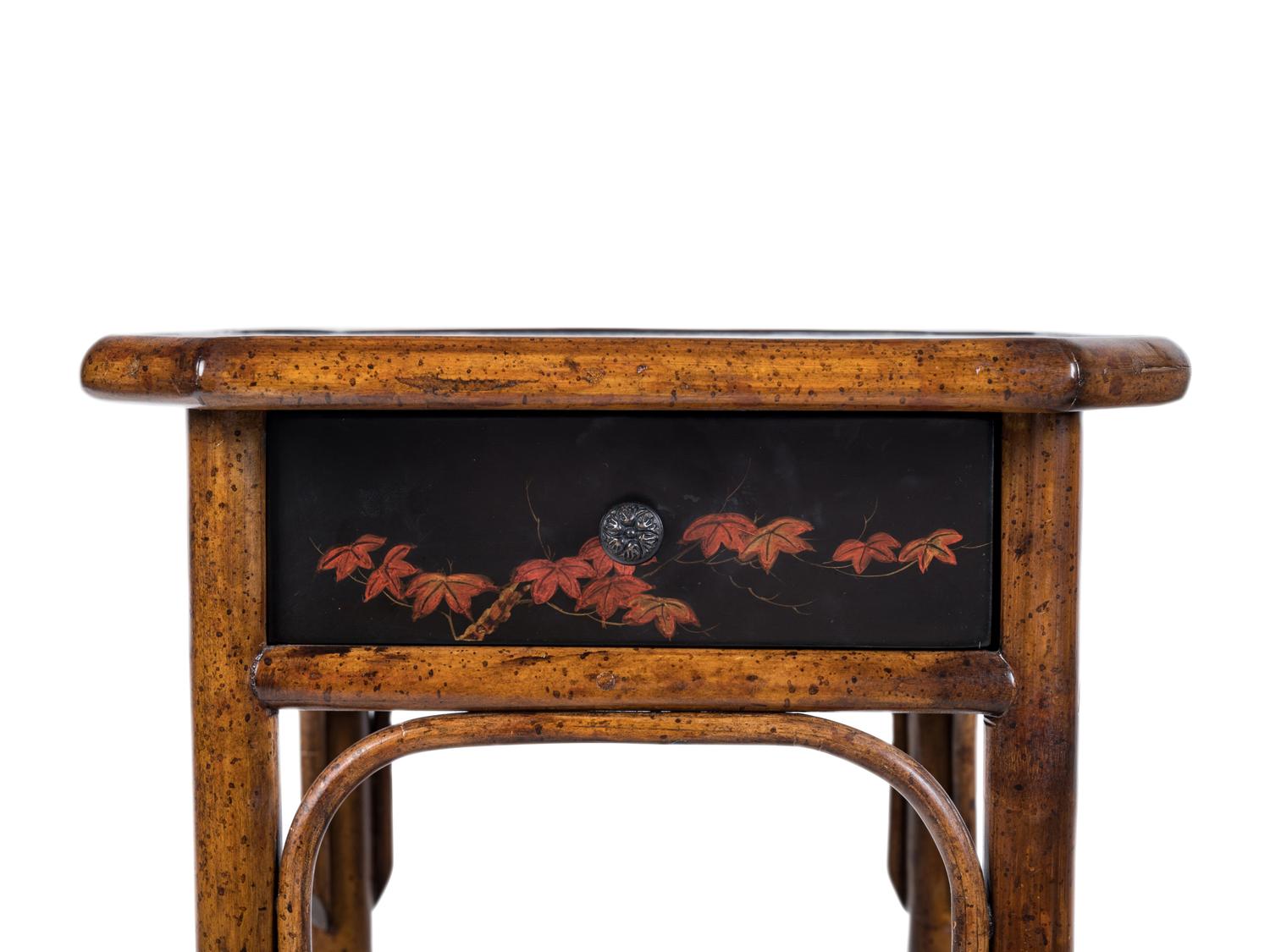A Lacquer and Bamboo Pedestal