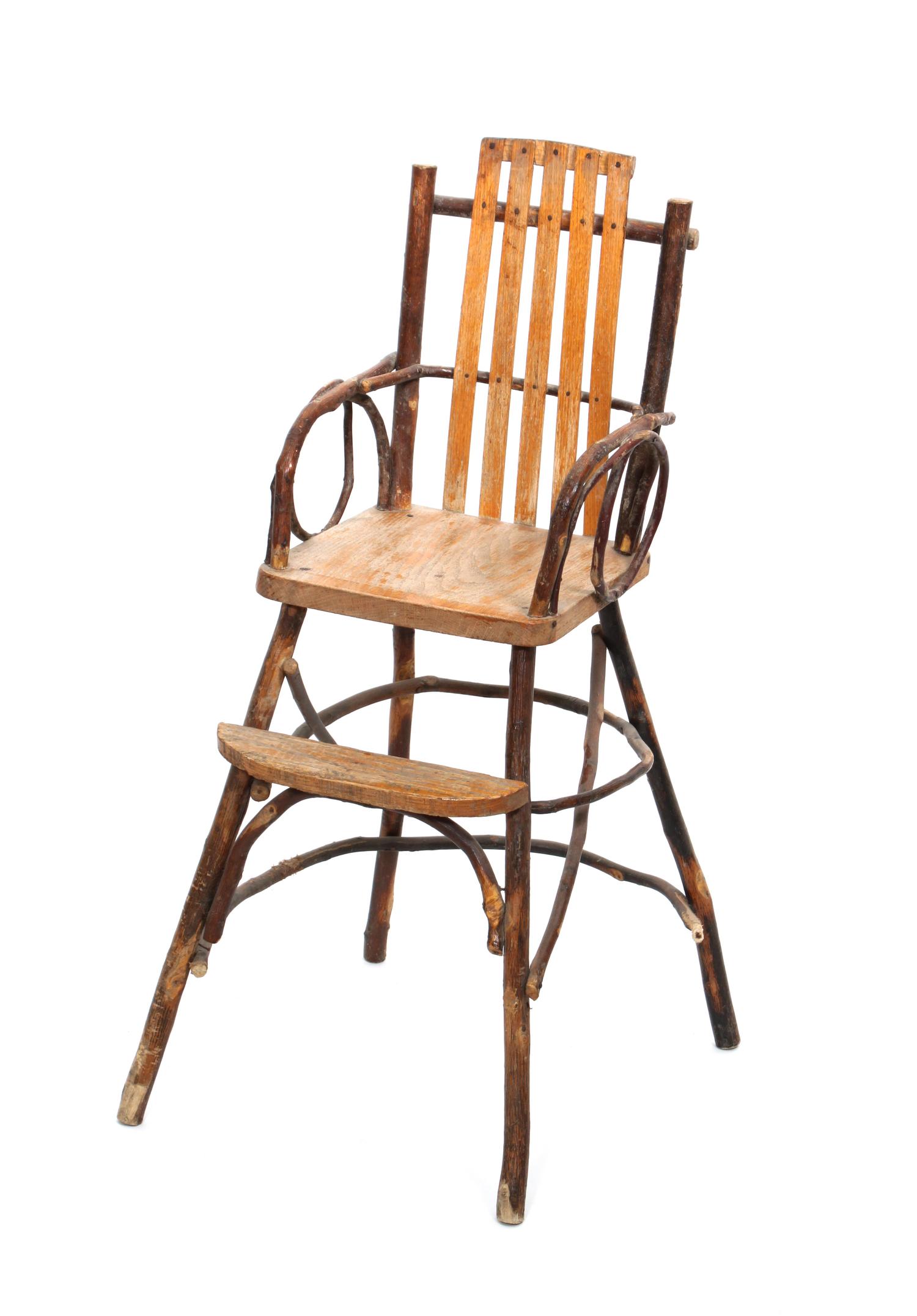 An Old Hickory Style Child's Chair Height 36 3/4 x width 13 1/2 x depth 15 1/2 inches