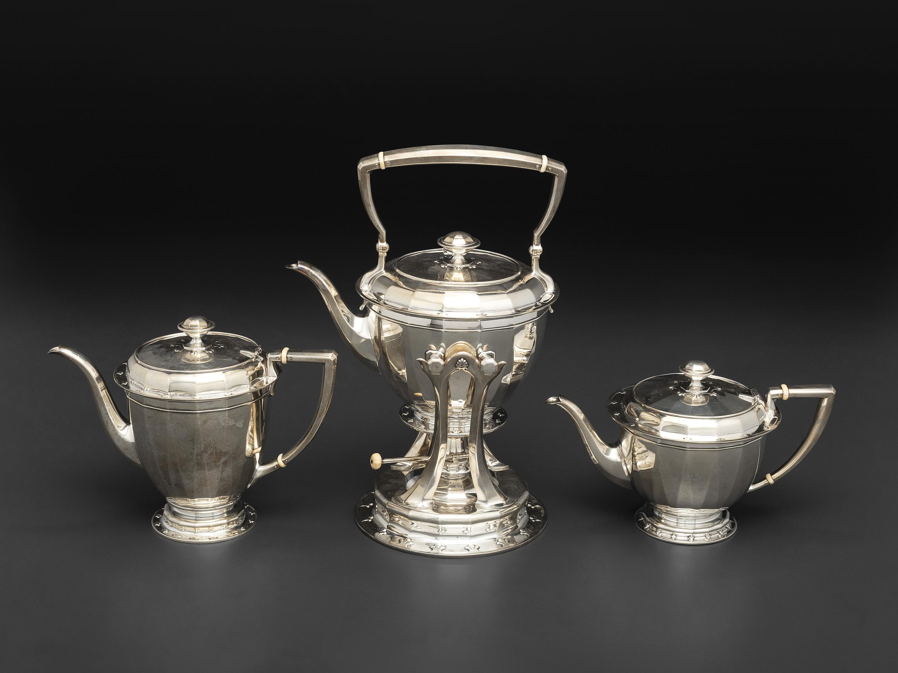 An American Silver Seven Piece Tea and Coffee Service with Matching Tray