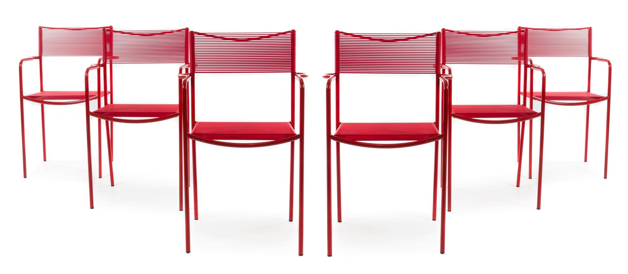 Giandomenico Belotti (Italian, 1922-2004), ALIAS, designed in 1979, a set of six Spaghetti chairs