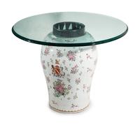 A Large Samson Porcelain Vase Converted to a Glass-Top Table