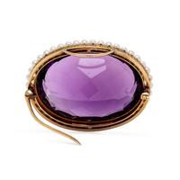 ANTIQUE, AMETHYST AND SEED PEARL PENDANT/BROOCH