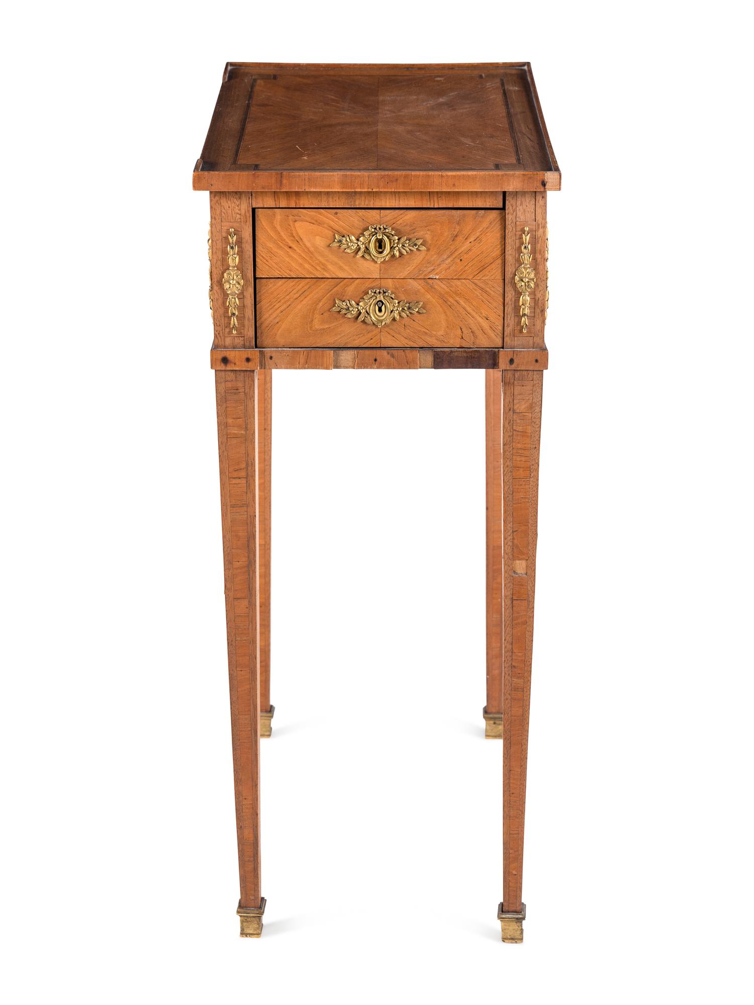 A French Neoclassical Tulipwood and Jasperware Mounted Side Table