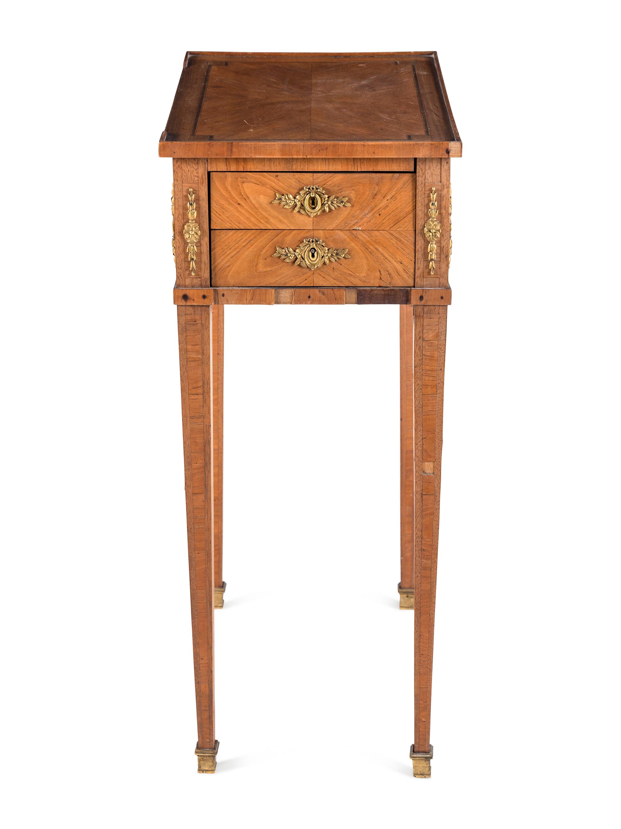 A French Neoclassical Tulipwood and Jasperware Mounted Side Table