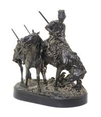 A Russian Bronze Figural Group, CAST BY F. CHOPIN, AFTER EVGENY LANCERAY (1875-1946), Height 18 inches. — CAST BY F. CHOPIN, AFTER EVGENY LANCERAY (1875-1946),