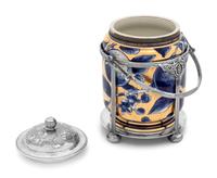A Victorian Silver Mounted Porcelain Biscuit Barrel