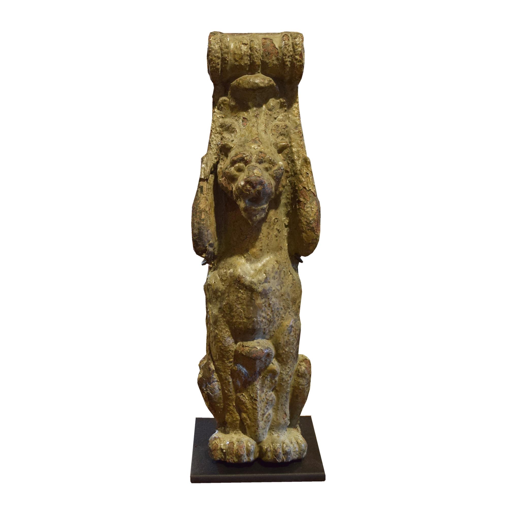 A Cast Iron Facade Ornament 4" W x 4" D x 13" H — United States, Early 20th Century