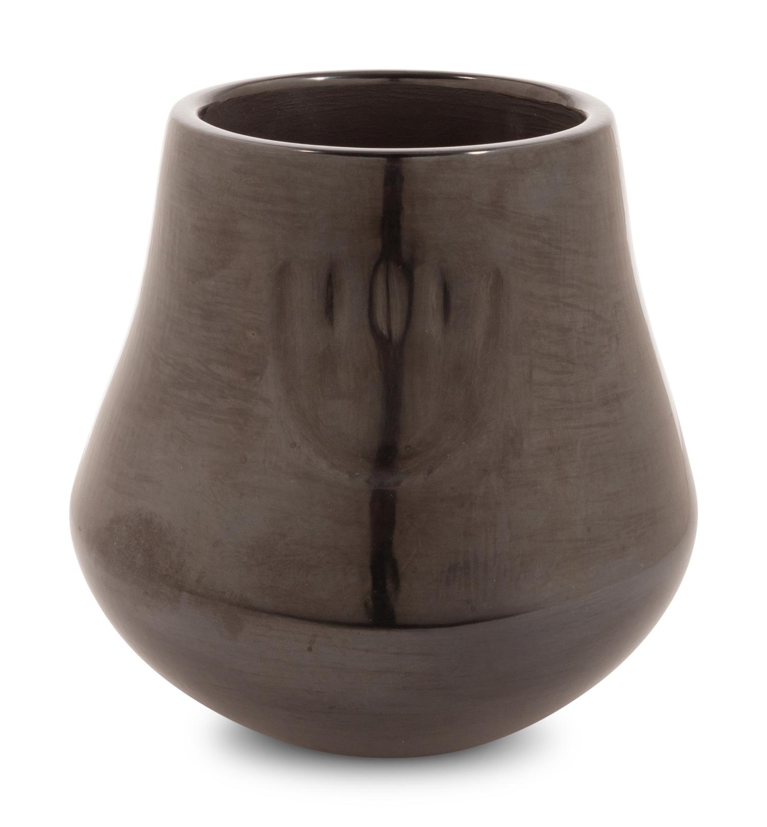 Blackware Pottery Jar, with Bear Paw Design