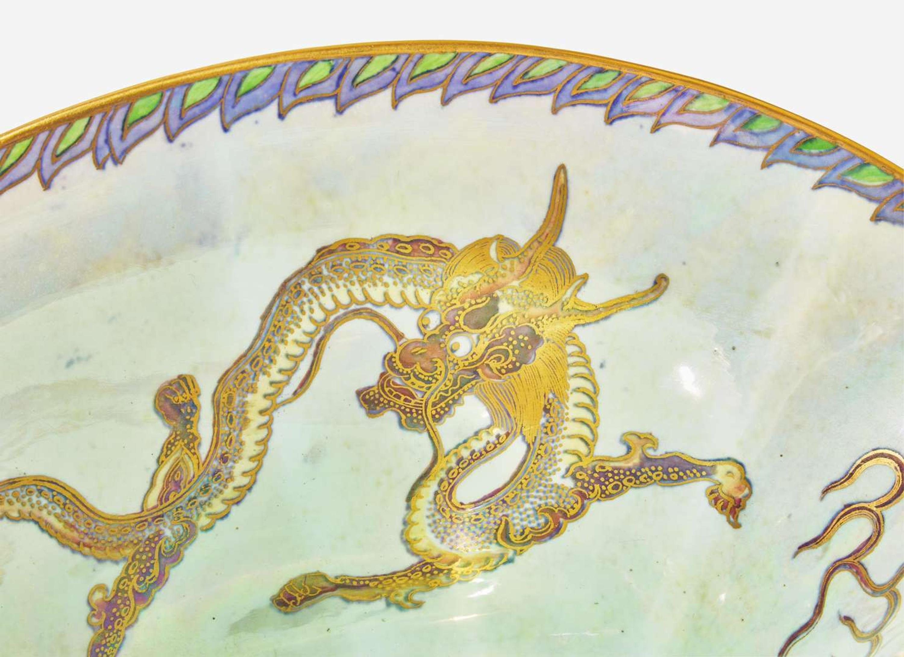 A Wedgwood Dragon Lustre Fan-Shaped Centerpiece Bowl, UK, circa 1915