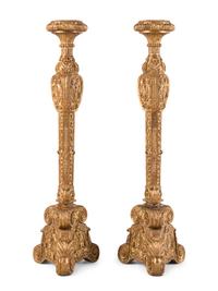 A Pair of Italian Baroque Style Giltwood Torchères