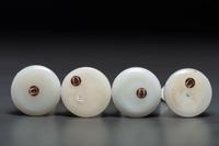 Four Milk Glass Barber Bottles with Ceramic Stoppers