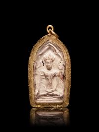 A Small Thai Gold Mounted Terracotta Buddhist Votive