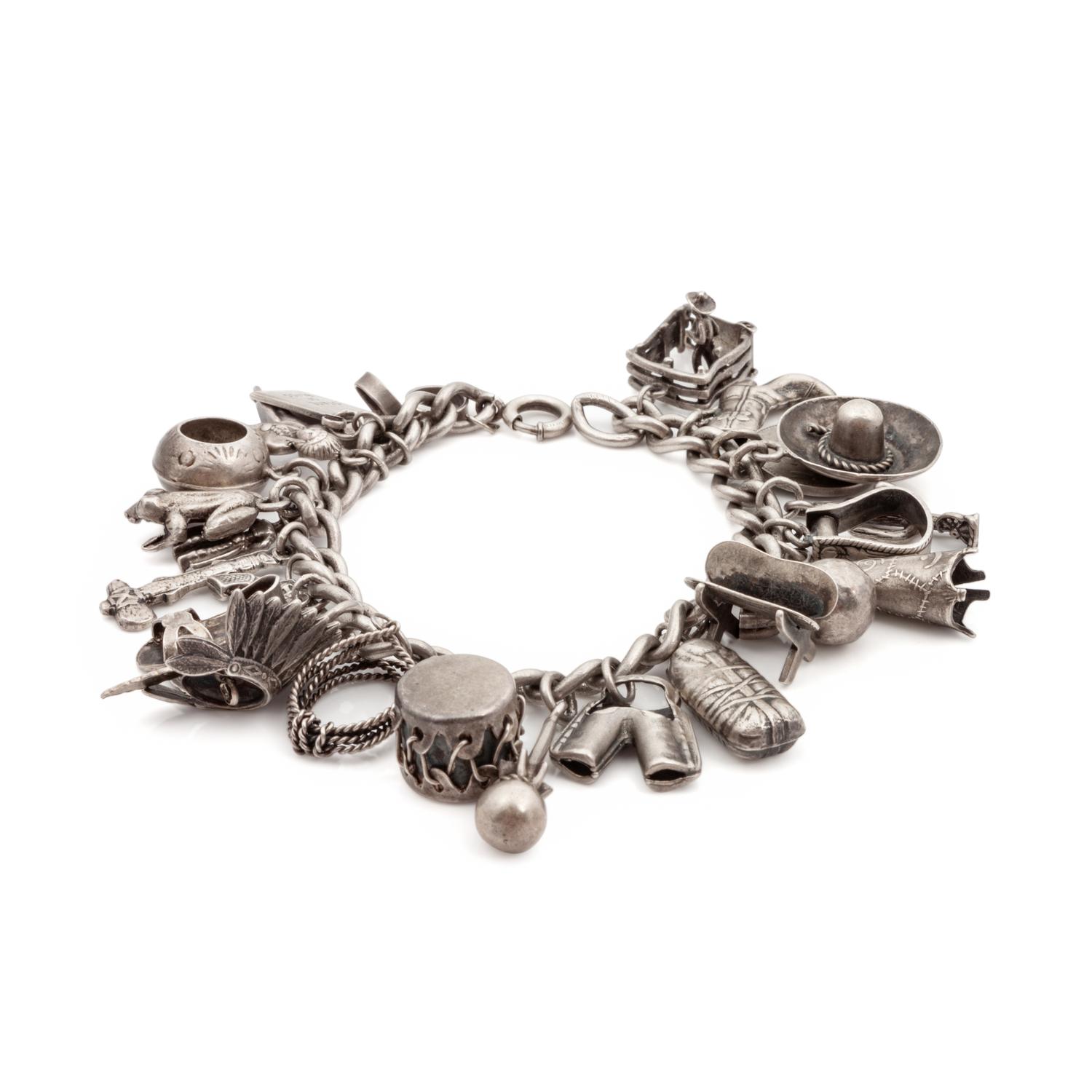 Silver Western Charm Bracelet