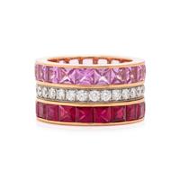 Robert Procop, Pink Sapphire, Diamond, Ruby, and Rose Gold Eternity Ring