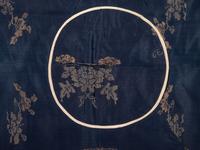 Two Chinese Blue Ground Embroidered Silk Panels