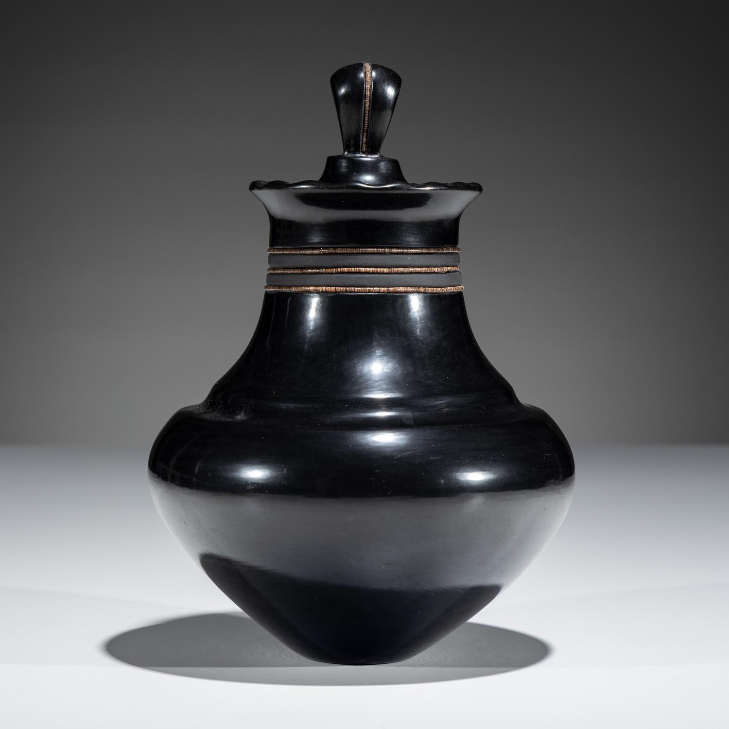 Lidded Blackware Pottery Jar