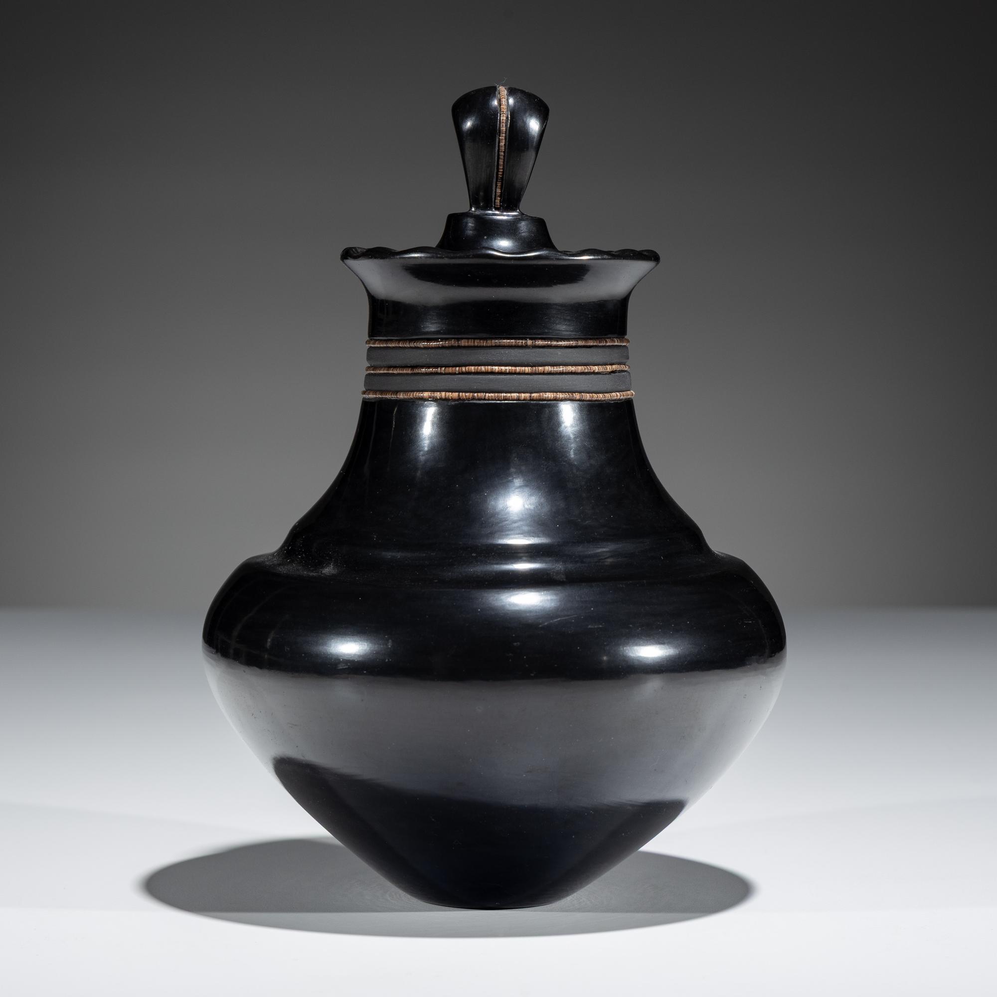 Lidded Blackware Pottery Jar