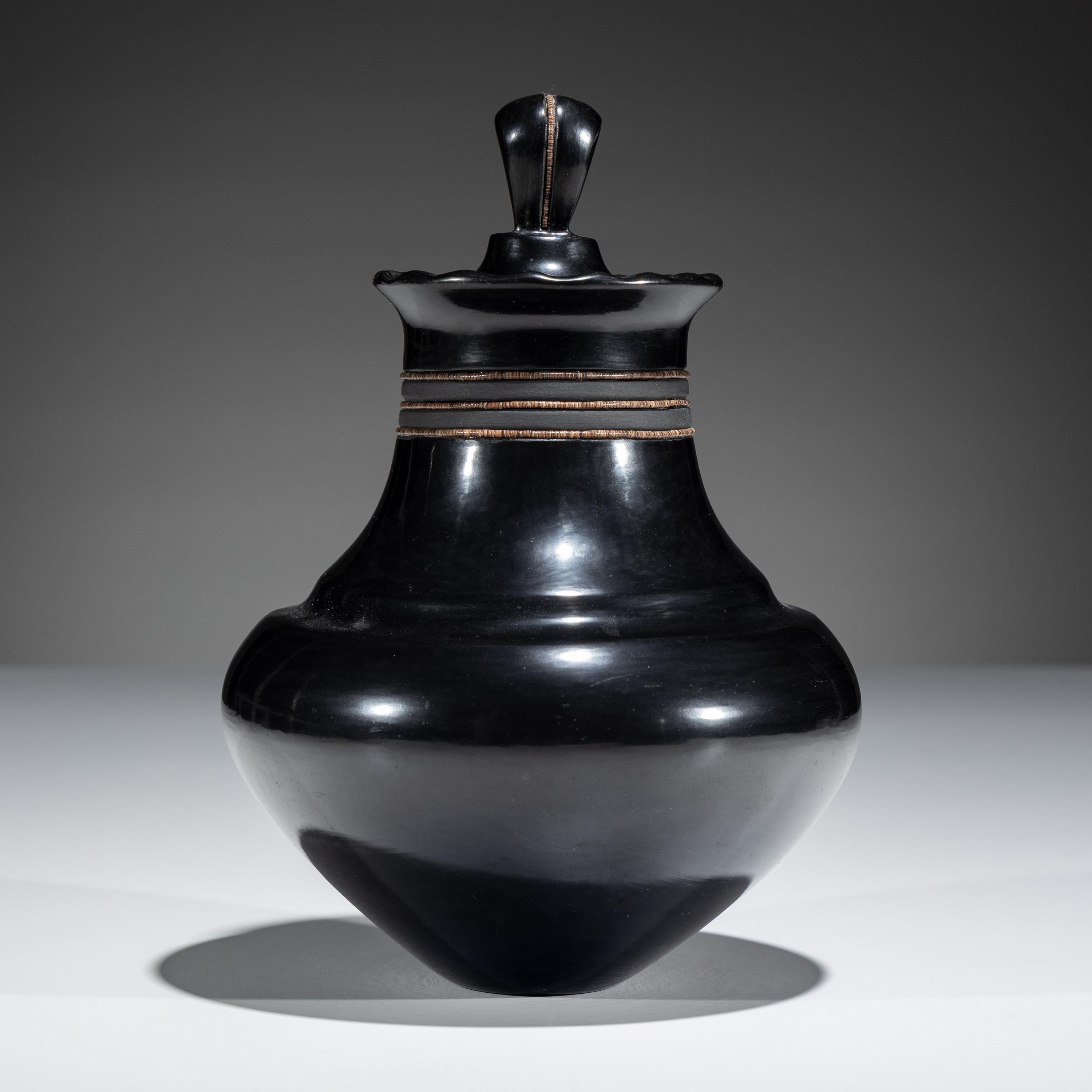 Lidded Blackware Pottery Jar