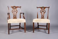 A Set of Eight English Mahogany Chairs, Height 38 3/8 inches.