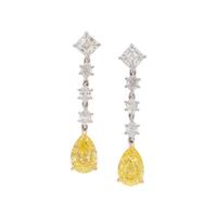FANCY INTENSE YELLOW DIAMOND AND DIAMOND EARRINGS