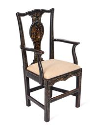 A Set of Six George III Style Black-Japanned Dining Chairs — LATE 19TH CENTURY