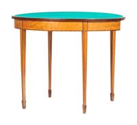 A George III Satinwood Inlaid Demilune Game Table