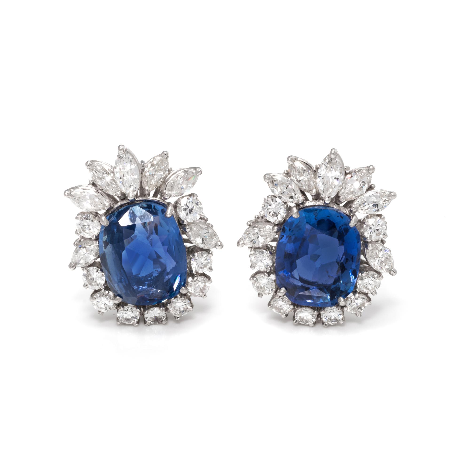 SAPPHIRE AND DIAMOND EARCLIPS