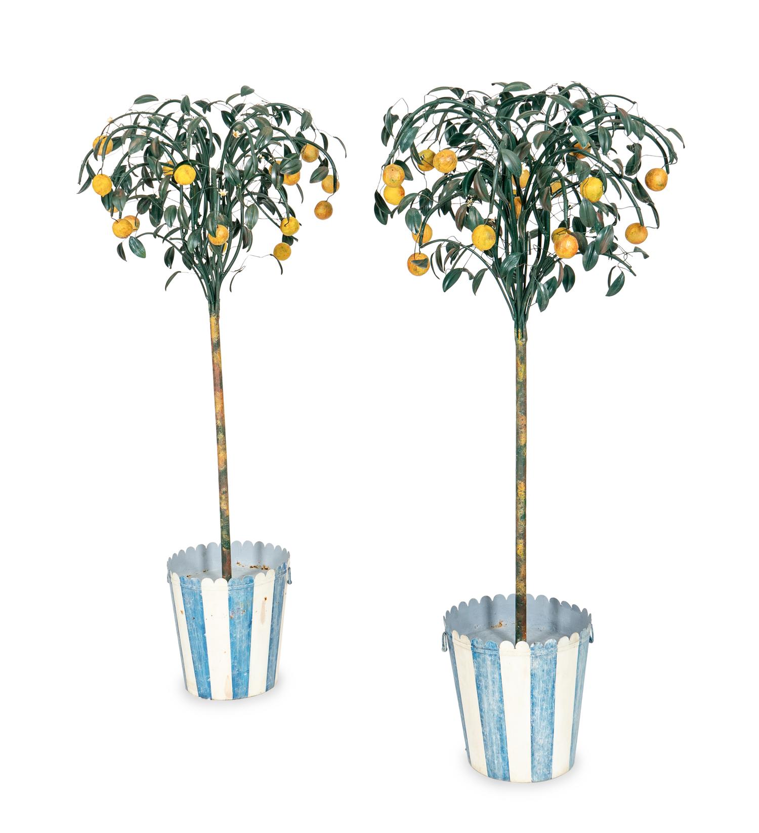 A Pair of Tole Peinte Models of Lemon Trees