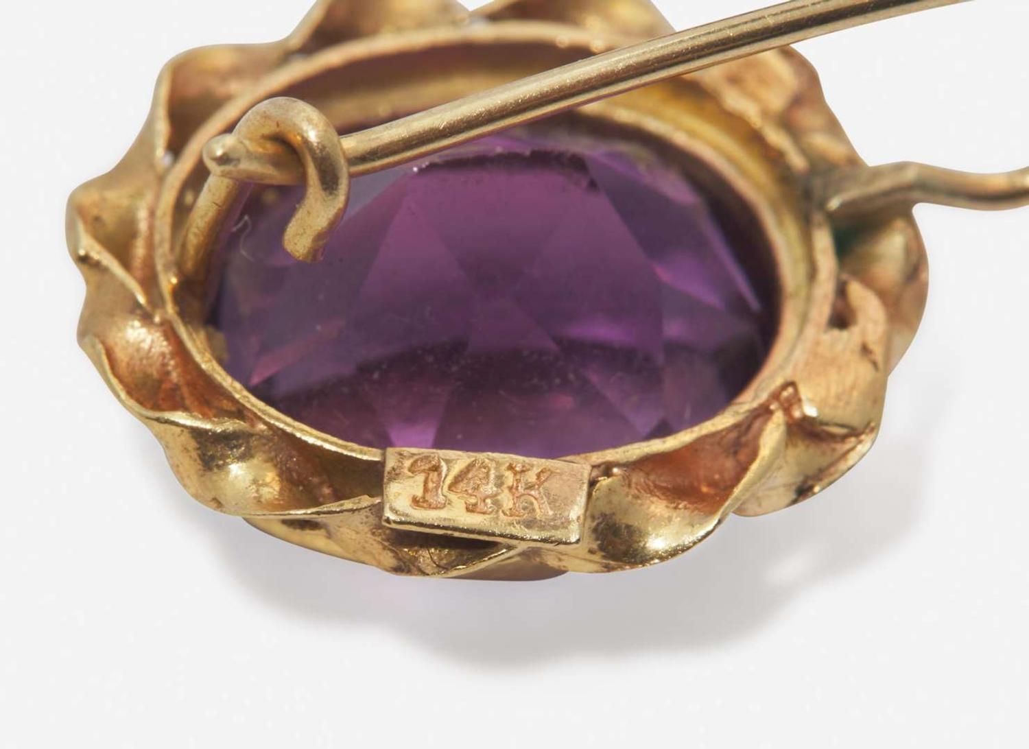 A Collection of 14K Yellow Gold and Amethyst Jewelry