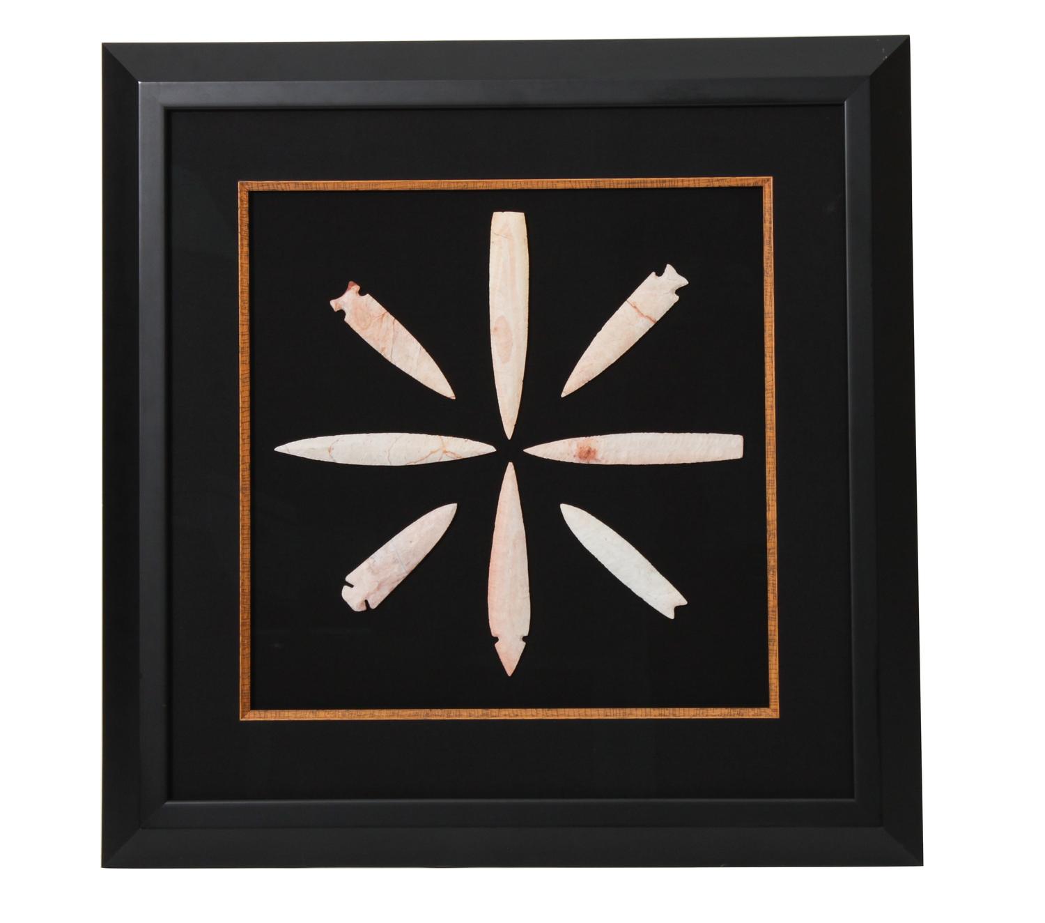 Four Framed Groups of Arrowheads Height 17 1/4 x width 17 1/4 inches (each)