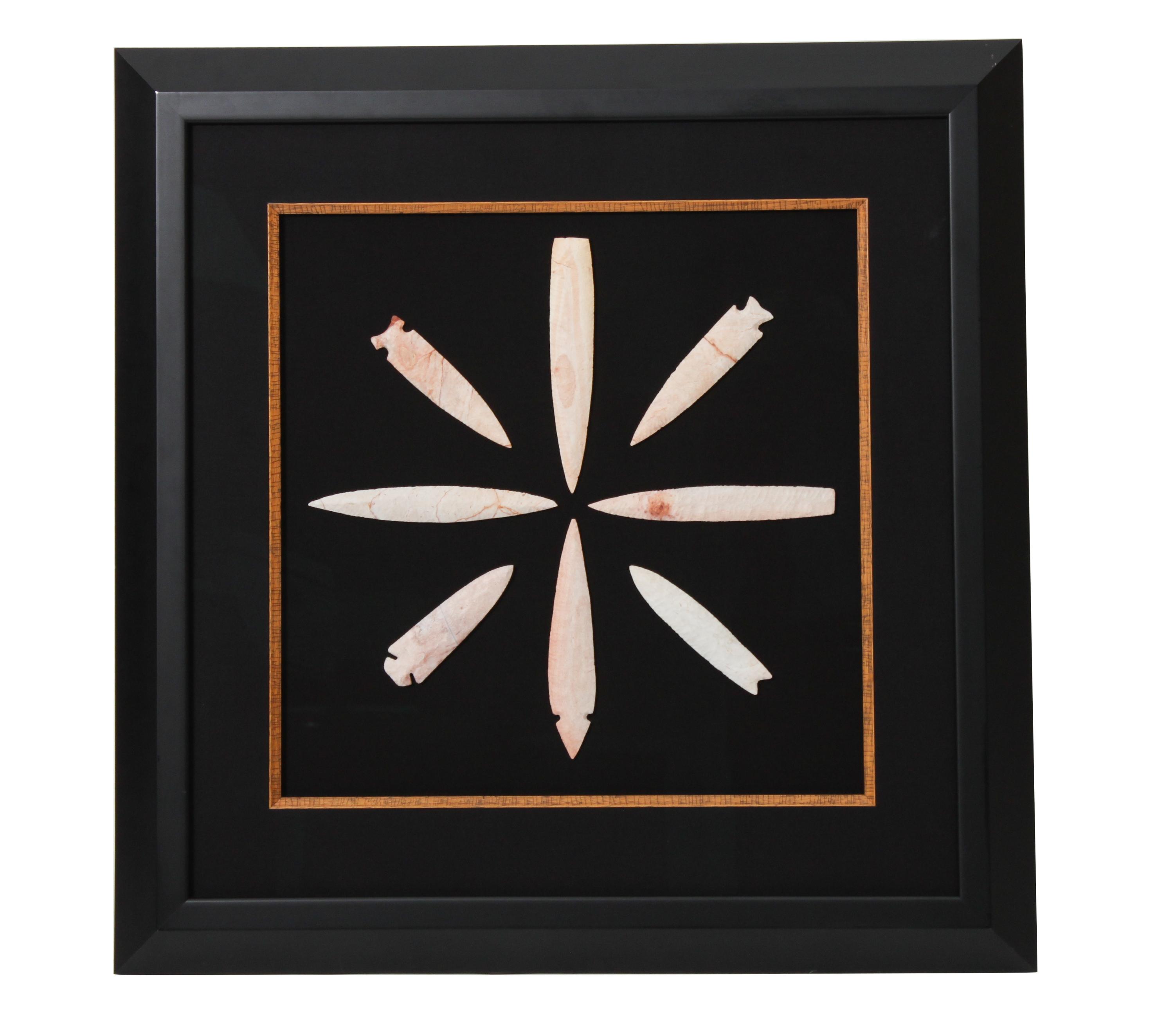 Four Framed Groups of Arrowheads Height 17 1/4 x width 17 1/4 inches (each)
