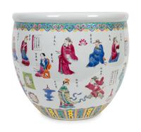 A Chinese Polychrome Enameled Porcelain Jardiniere
