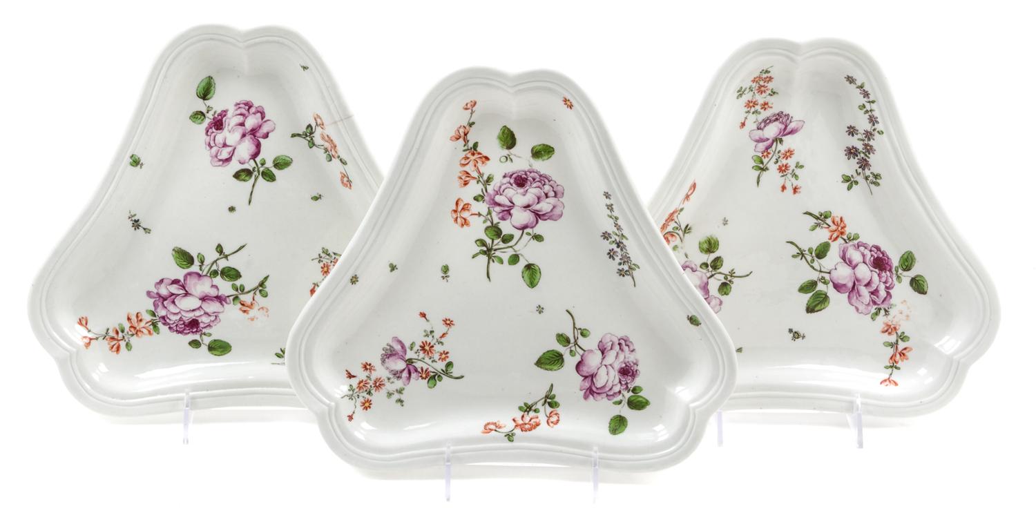 A Set of Three Vienna Porcelain Trays Width 11 1/2 inches. — MID-18TH CENTURY