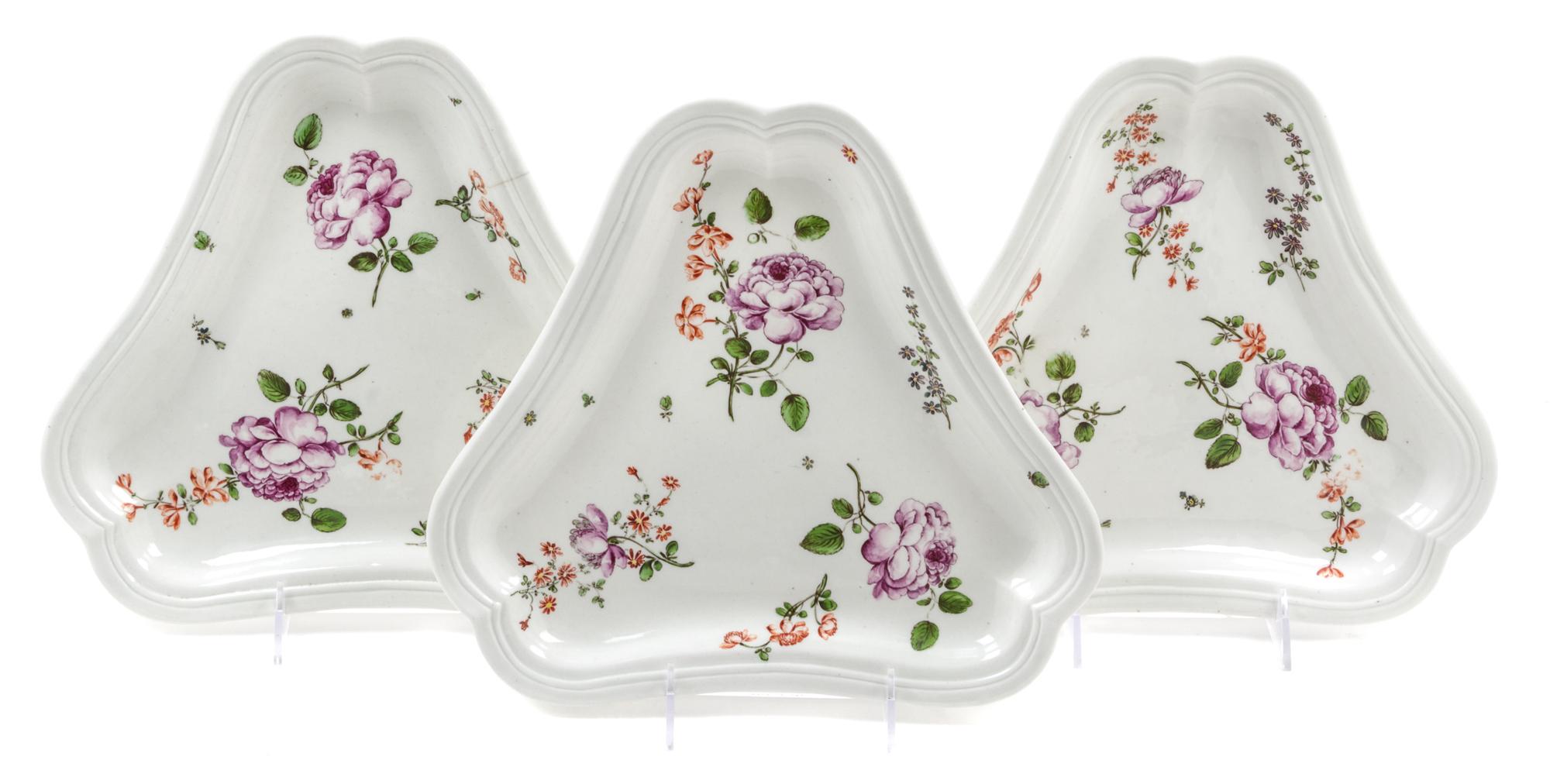 A Set of Three Vienna Porcelain Trays Width 11 1/2 inches. — MID-18TH CENTURY