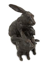 A Japanese Bronze Sculpture of Rabbits