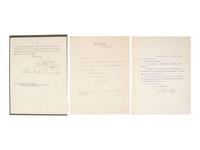 TAFT, William H. (1857-1930). Two typed letters signed ("Wm. H. Taft"), 1902 and 1921.