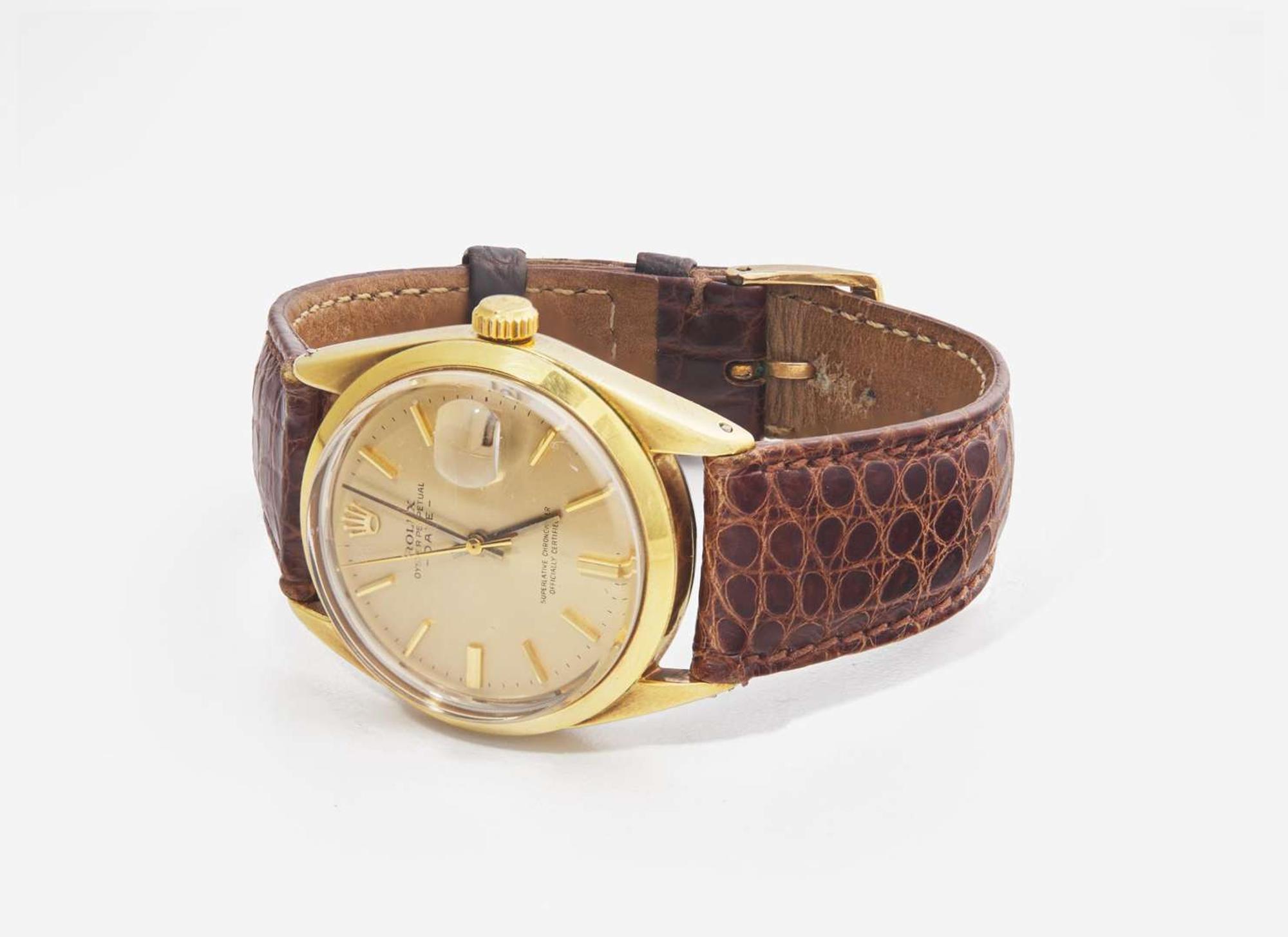A Men's Gold-Plated Stainless Steel Rolex Oyster Perpetual Date
