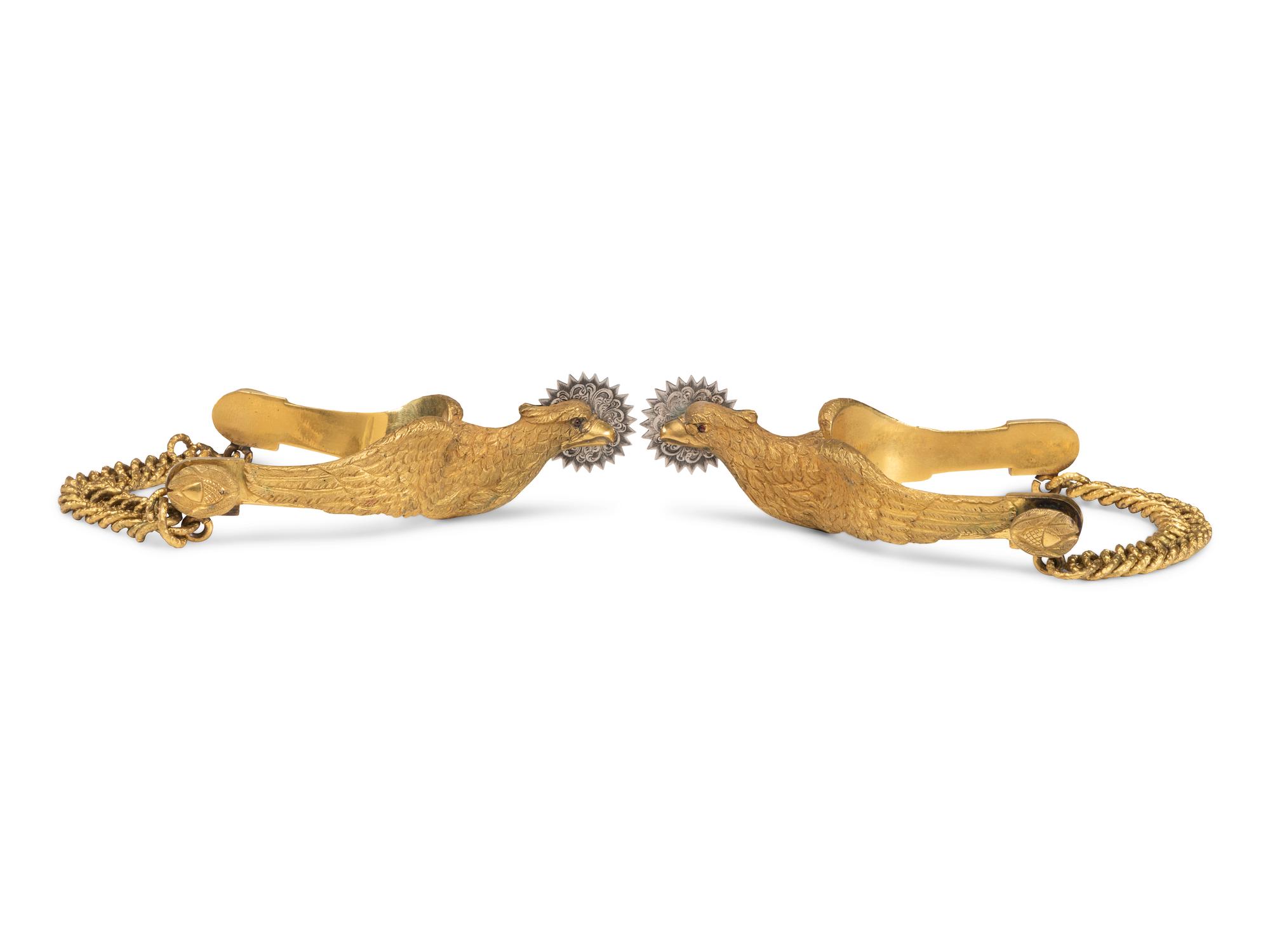 Ornate privately purchased brass eagle spurs.
