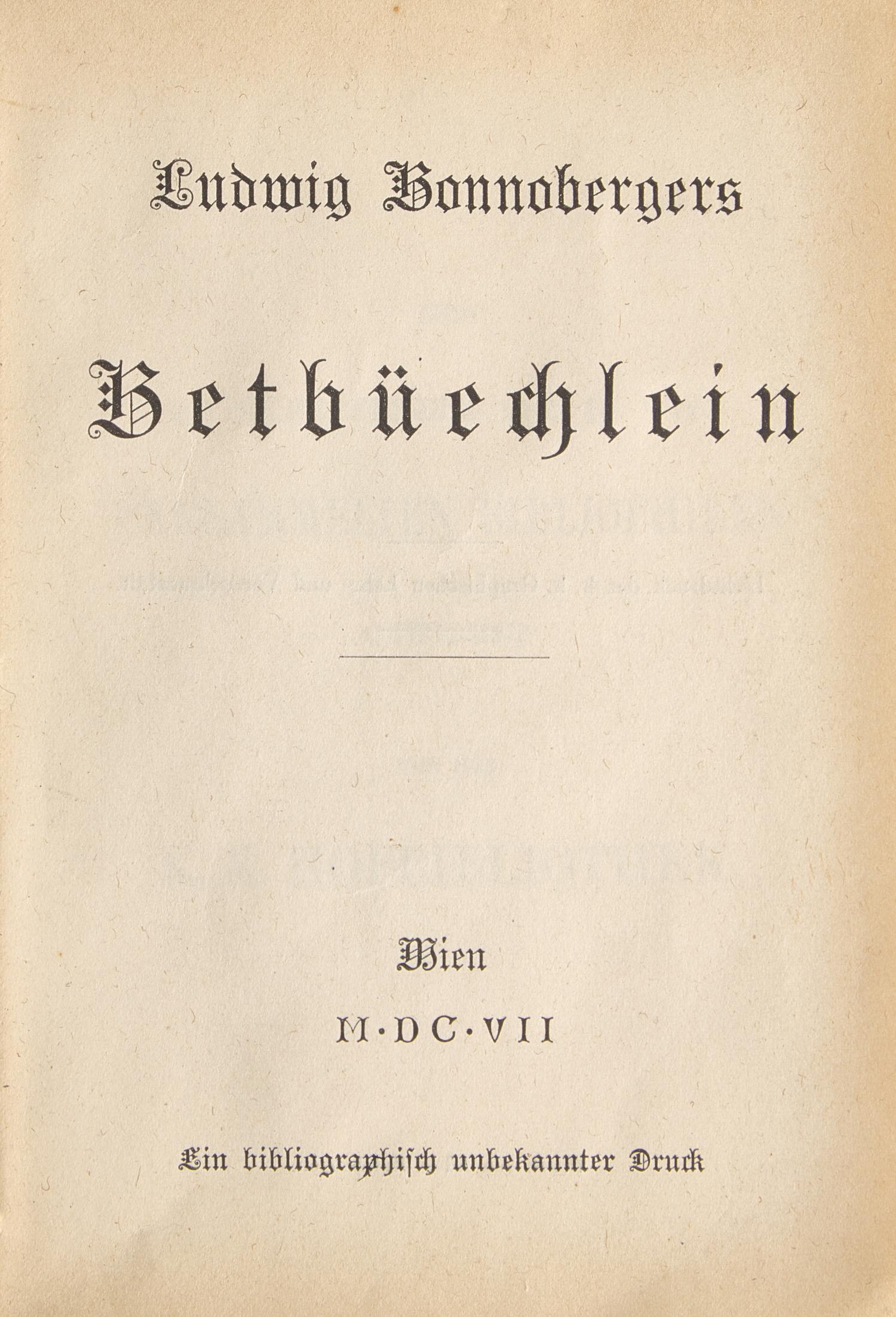 [Miniature Books] Bonnobergers, Ludwig. Betbuechlein