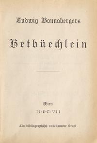 [Miniature Books] Bonnobergers, Ludwig. Betbuechlein