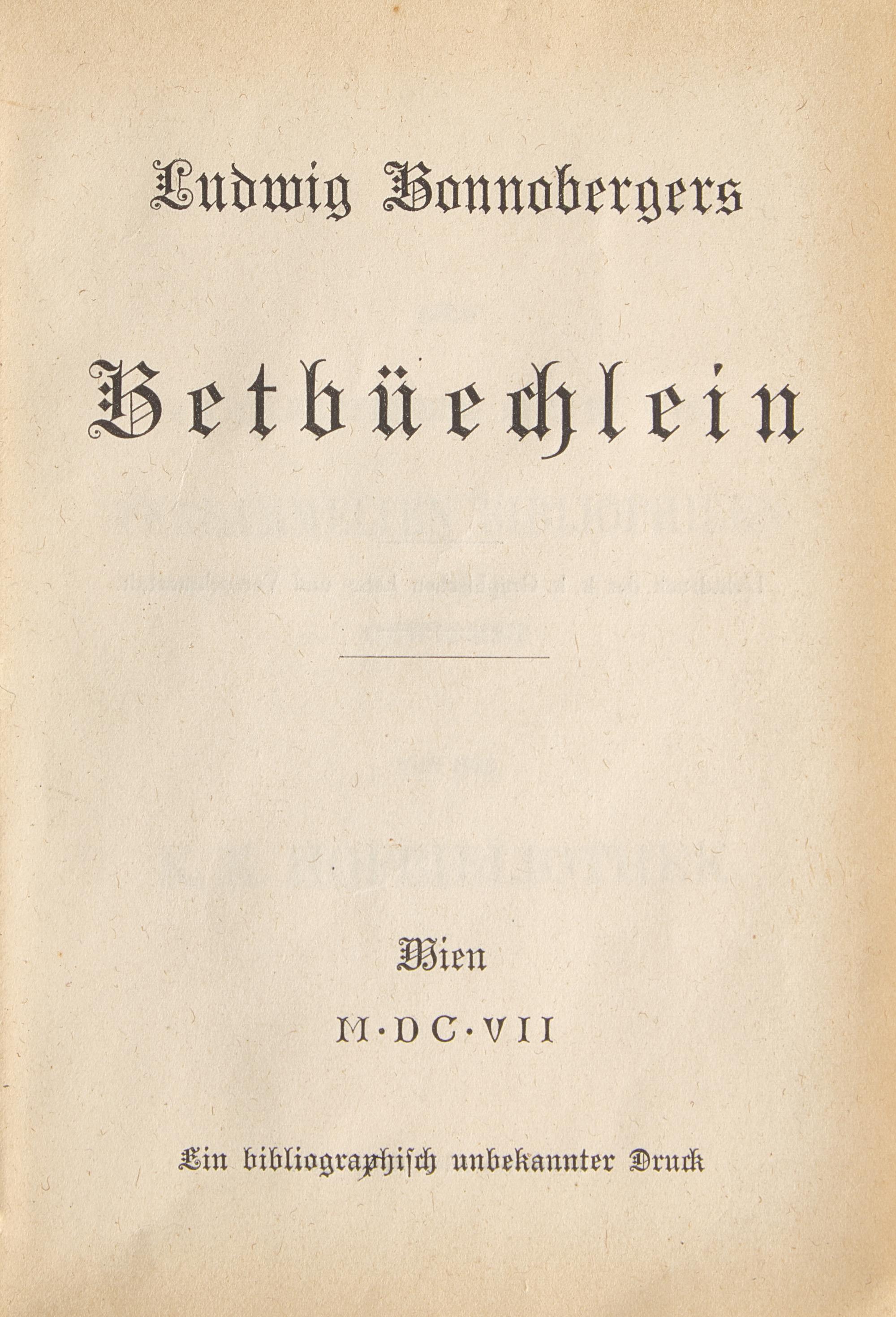 [Miniature Books] Bonnobergers, Ludwig. Betbuechlein
