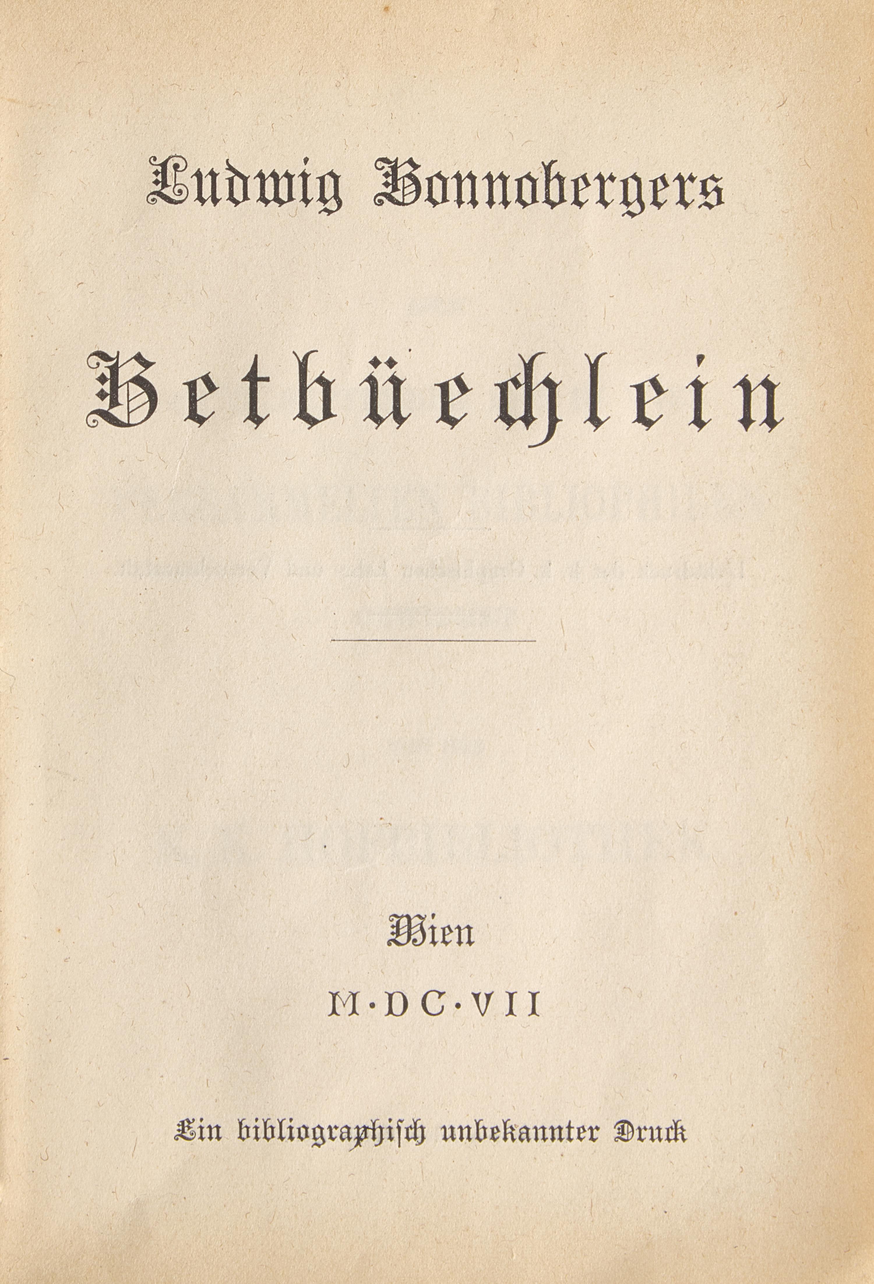 [Miniature Books] Bonnobergers, Ludwig. Betbuechlein