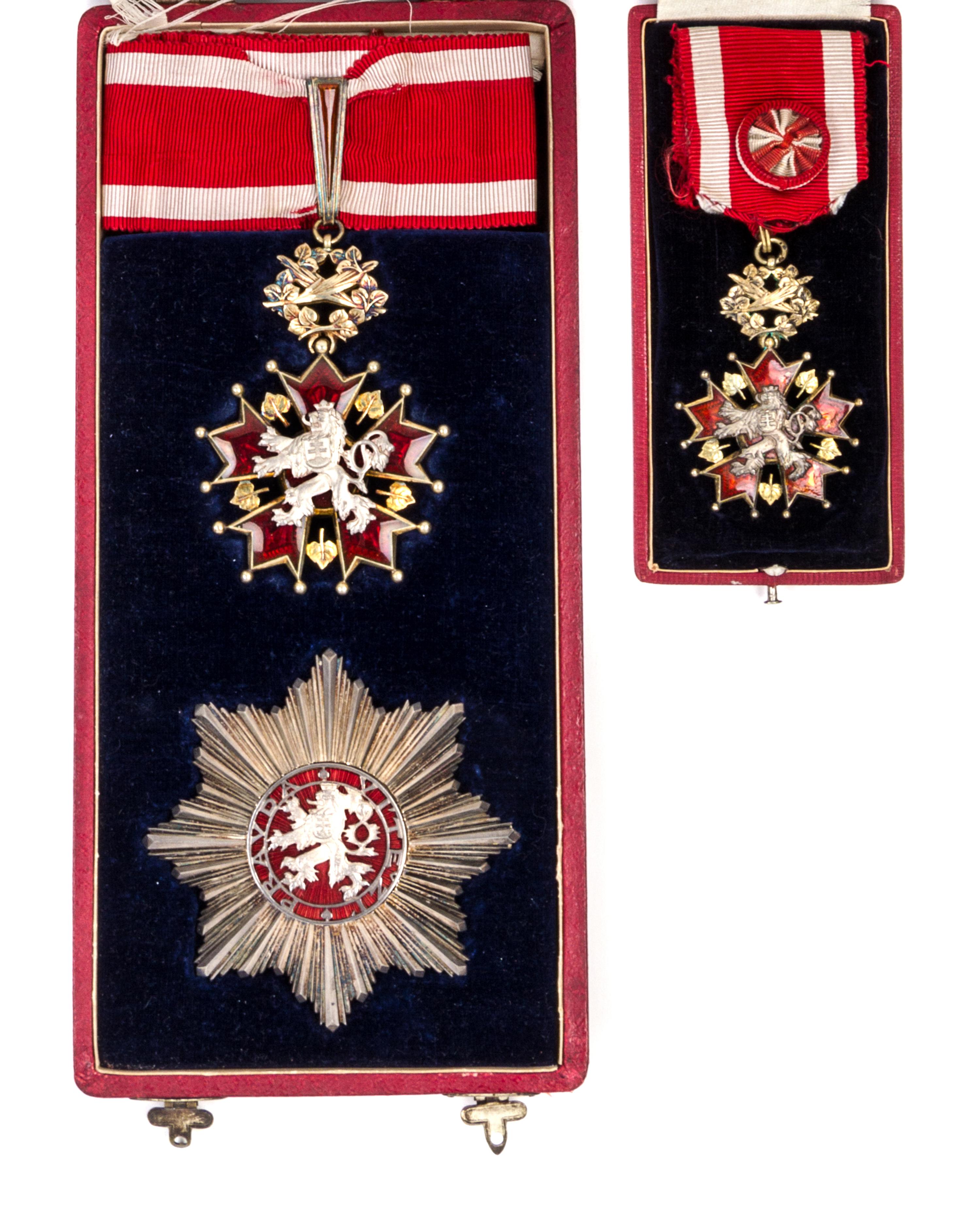 Two Czechoslovakian Military Orders of the White Lion Diameter of largest 3 3/8 inches.