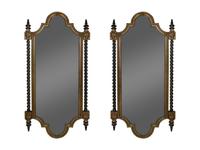 A Pair of Italian Style Parcel Gilt and Ebonized Mirrors — 20TH CENTURY