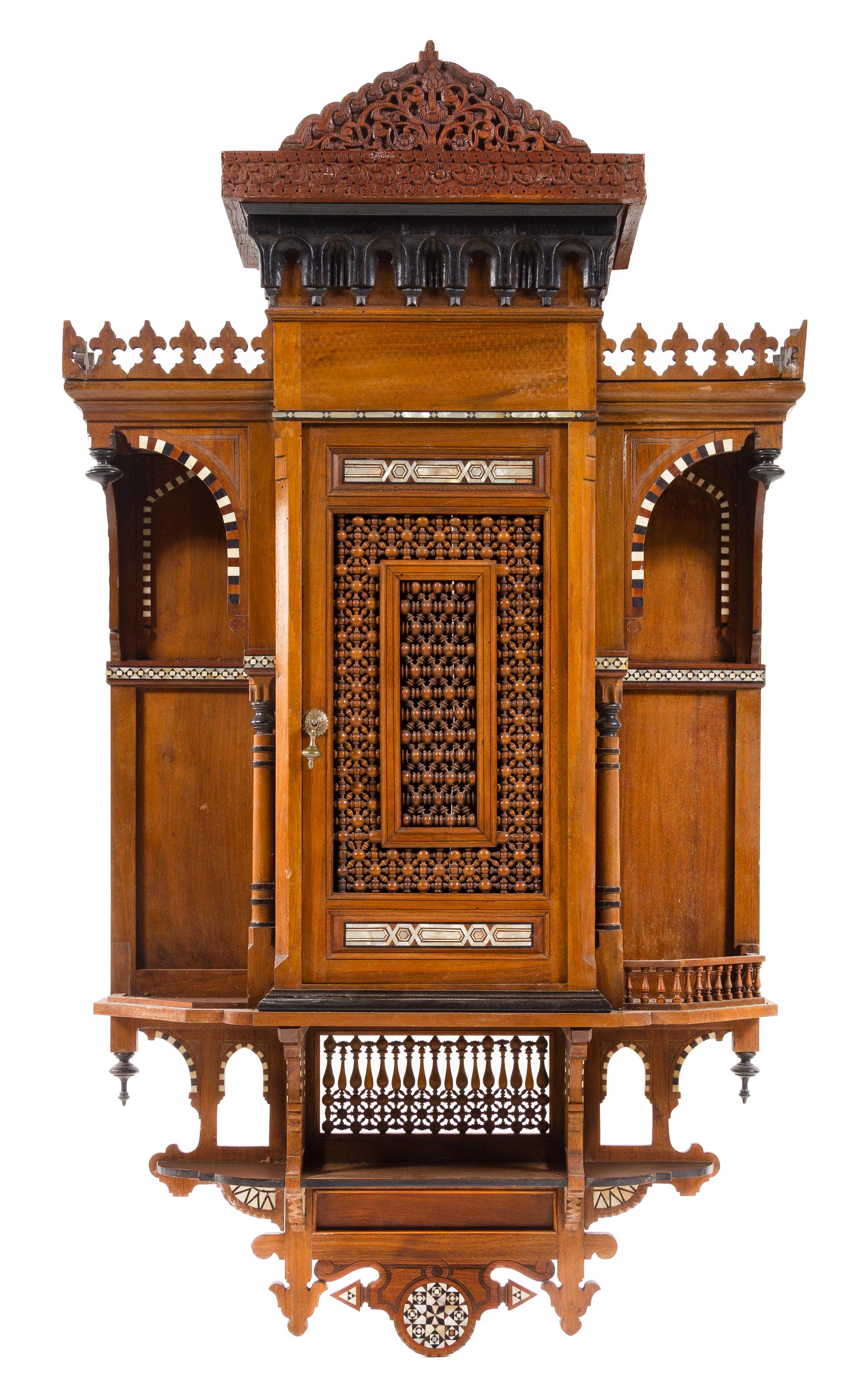 A Moorish Style Hanging Cabinet Height 55 x width 32 x depth 10 3/4 inches. — LATE 19TH CENTURY, WITH LATER ELEMENTS