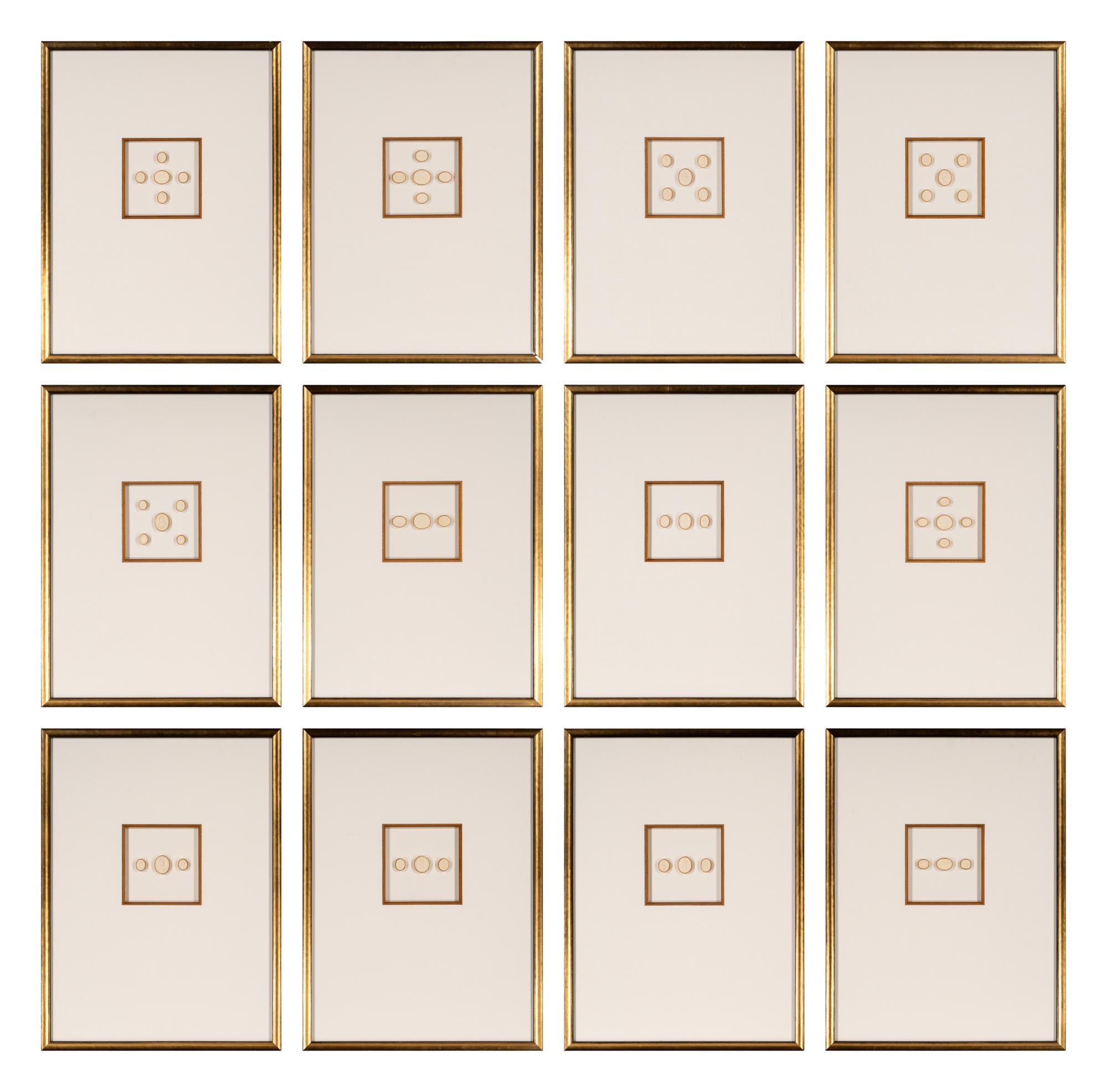 Twelve Framed Groups of Grand Tour Plaster Intaglios
